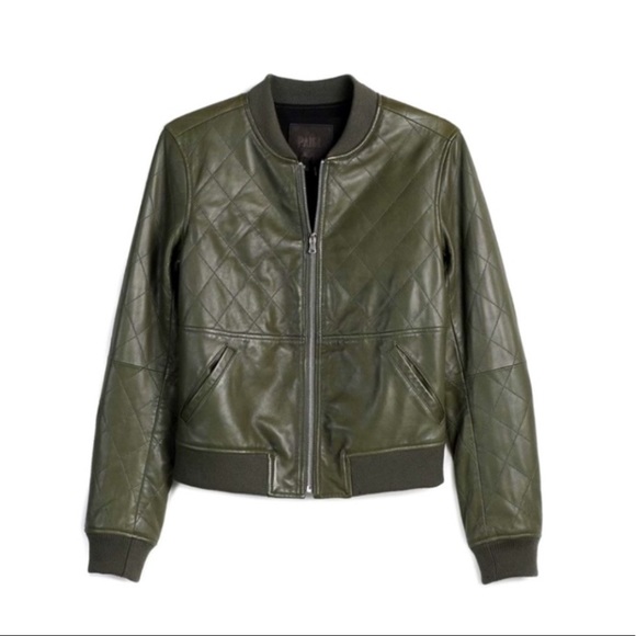 PAIGE Jackets & Blazers - PAIGE Jacket Zoey Leather Bomber Coat Dark Green Large NWT